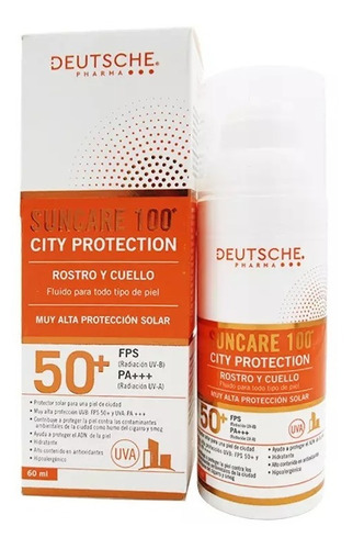 Suncare 100 Protector Solar Para Cara Y Cuello Fps50+  60ml