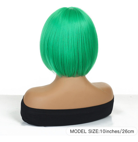 Peluca Corta De Cosplay Verde Natural Para Mujer