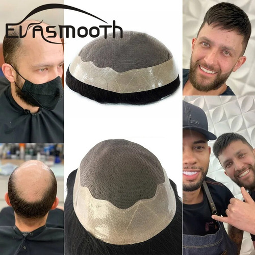 Peluca Mono Toupee Para Hombre, Prótesis Capilar Natural