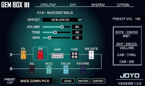 Pedaleira Guitarra Joyo Gem Box 3 Preto