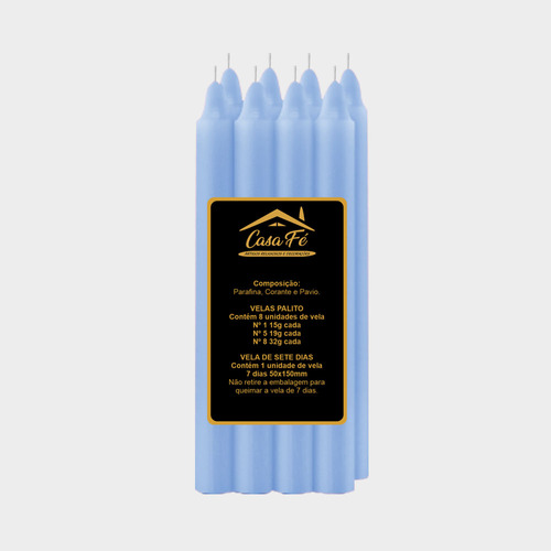 Vela Palito N1 120g Diversas Cores - Casa Fé Cor Azul-claro