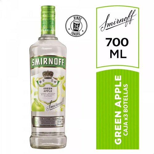 Vodka Smirnoff Green Apple X3 Botellas 