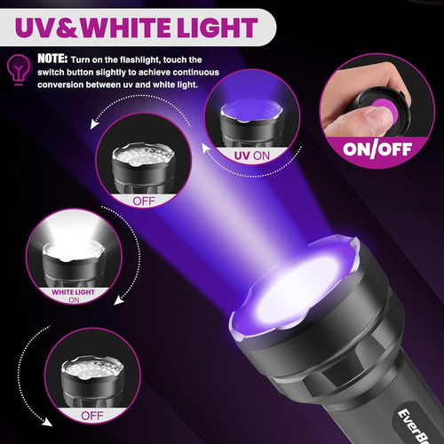 Linterna Multifuncional Led 300 Lm Con Luz Uv Y Blanca