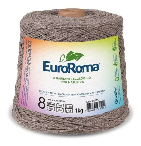 Barbante Euroroma 600g Fio 8 - Escolha Sua Cor Cor Cáqui