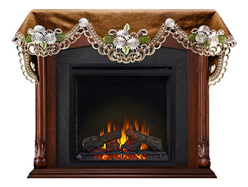 Mantel De Chimenea Bordado Con Margaritas Blancas