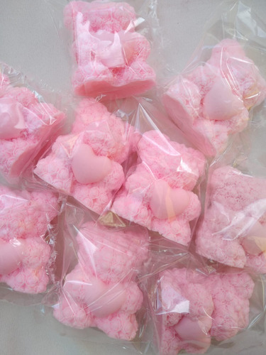 Jabones De Ositos Rosas Para Souvenir X 10 + Bolsa Organza