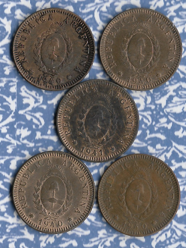 !! Lote Cobres Chicos 2 Cent. 1940 (4) 1941 (1) Imperdibles 