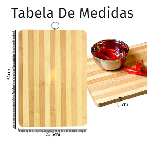 Imagem 6 de 6 de Tabua Para Corte Em Bambu 34*24*1,5cm - Ud84