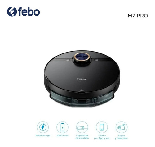 Aspiradora Robot Midea Control Por App Y Voz Color Negro M7p
