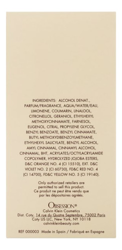 Calvin Klein Obsession Perfume Para Mujer - 100 Ml