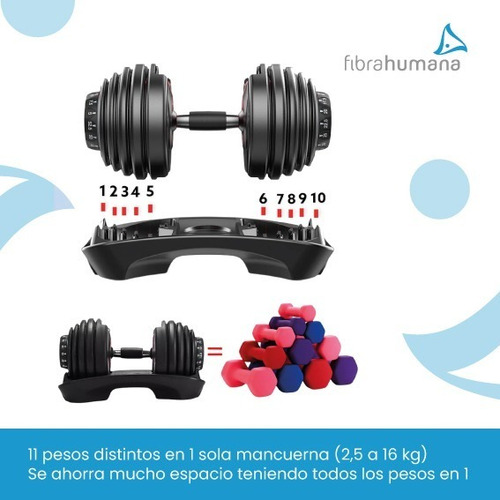 Mancuerna Maciza 16 Kg Regulable Ajustable Gym Fitness