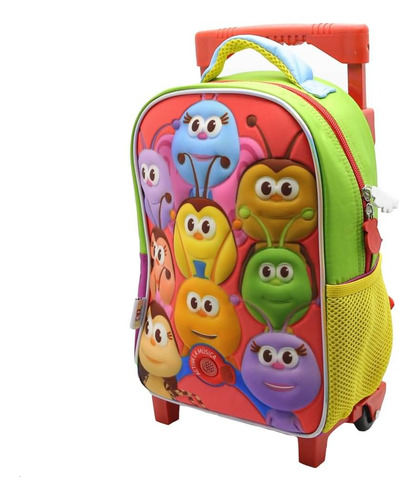 Mochila Escolar Bichikids Personajes Amigos Con Carro Sonido Color Rojo Diseño De La Tela Liso