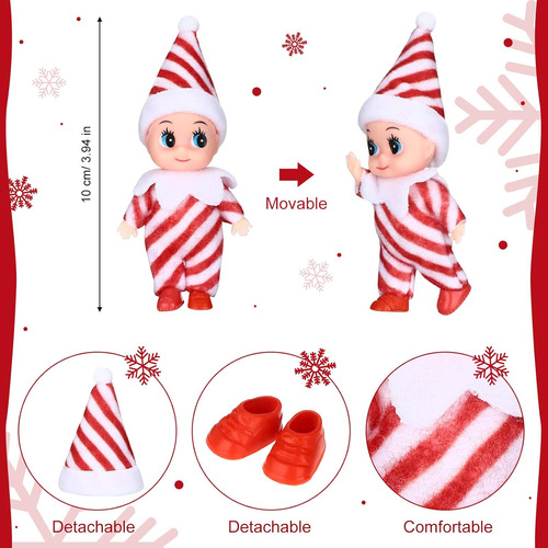 3 Piezas Pequeño Elfo Muñeca Navidad Elfo Gemelos Rojo Y Ver