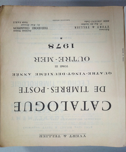 Catalogue Timbres D'outre Mer Yvert Et Tellier Tome3 1978 (Usado)
