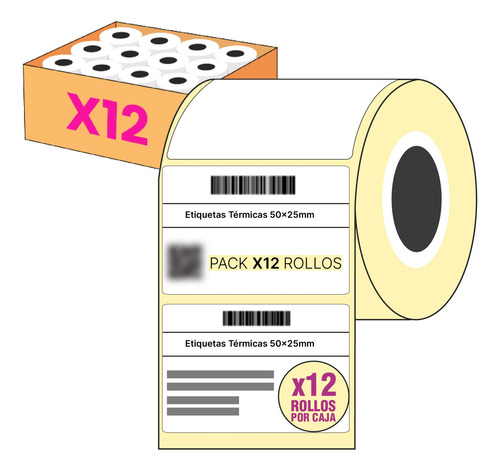 Etiquetas Mercado Libre Correo Argentino 50x25mm 12 Rollos