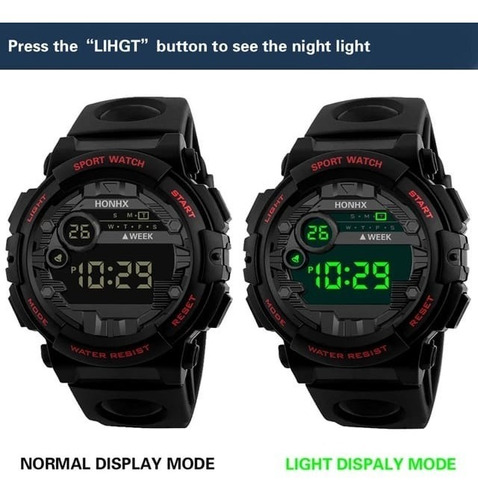 Honhx Reloj Digital Led Para Hombre Impermeable 