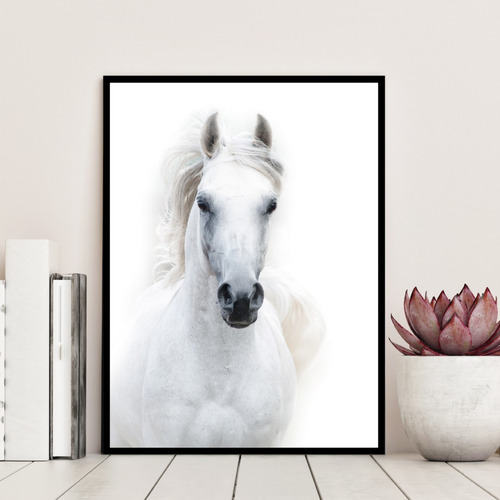 Imagen 4 de 6 de Cuadro Decorativo Moderno 30x40 Caballos Blancos Galopando