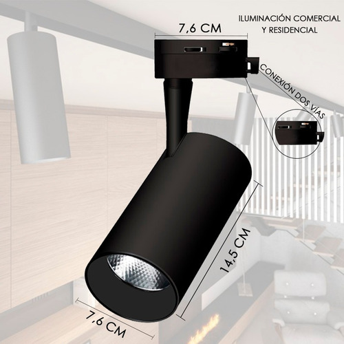 Riel Soporte 2 Metros Spot Led X 4 Decoración Luz Calida