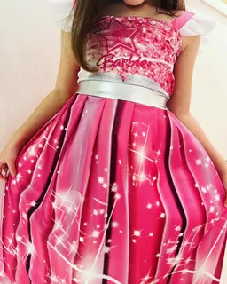 Vestido Barbie Princesa Rosa Fucsia Nena Largo Increible
