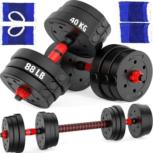 Kit De Pesas Mancuernas Barras 40kg 88lb Gym Fit
