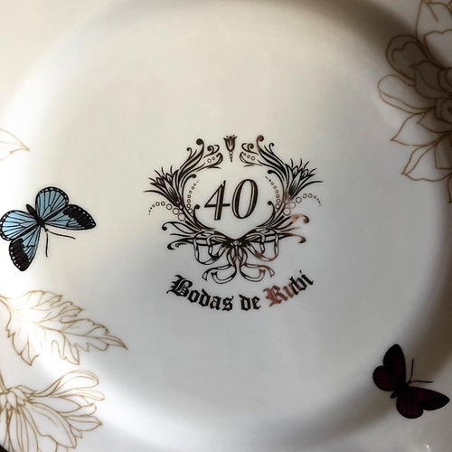 Imagem 2 de 7 de Prato Borboleta Bodas De Rubi 40 Anos De Casamento