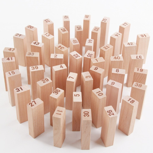Jenga De Madera Con 4 Dados , 54 Números