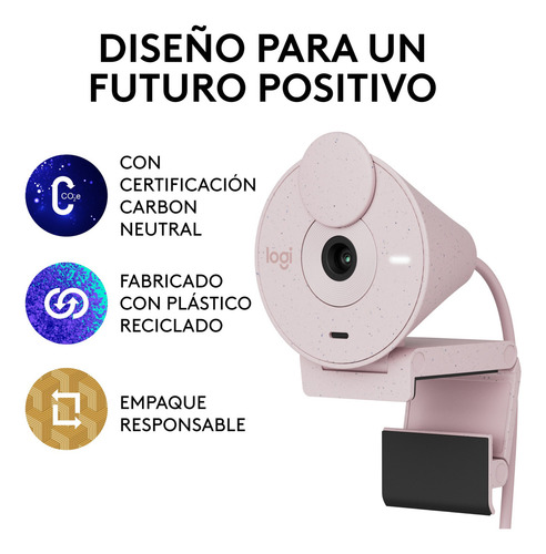 Webcam Logitech Brio 300 Rose 2mp/30fps Color Rosa pálido