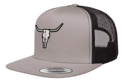 Gorra Vaquera Toro Skull Flexfit 6006 Yupoong Classics Gris/negro Unitalla