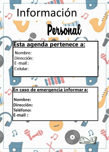 Agenda Cantante/músico, Pdf, Imprimible, A4/a5(cálido)