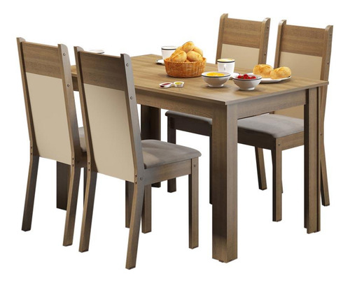 Conjunto Comedor Havana Madesa Mesa Tapa Madera Con 4 Sillas