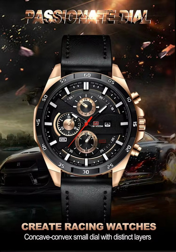 Reloj Hombre Elegante Cuarzo Piel Genuino A. Inoxidable