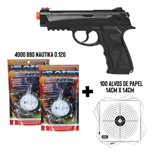 Pistola Co2 Airsoft Rossi Wingun C12 6mm Ar15 Sport M92