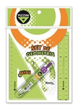 Conjunto Geometrico Pizzini + Compas(4 Piezas) - Librería Jr