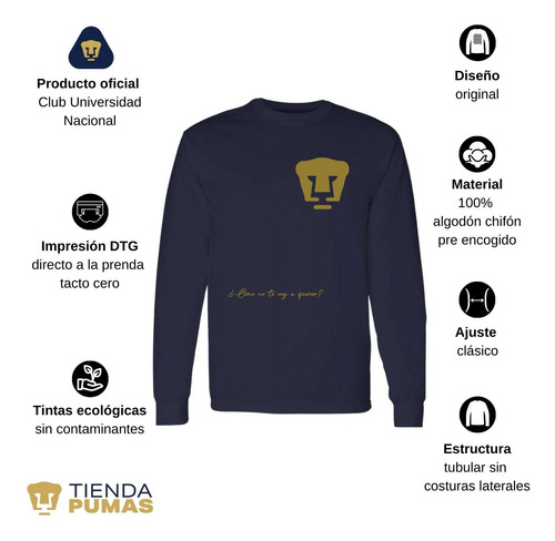 Jersey Playera M Larga Fútbol Pumas Unam Hombre Puma A Quere