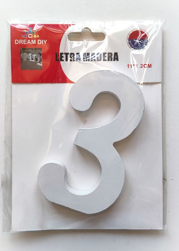 Números De Madera Decorativos 3 De 11x1,2cm
