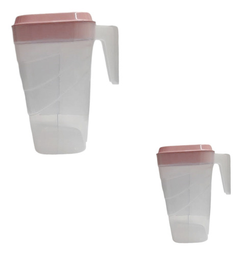 Kit 3 Jarra De Plástico Quadrada 3,9 Litros Com Tampa Cor Rosa