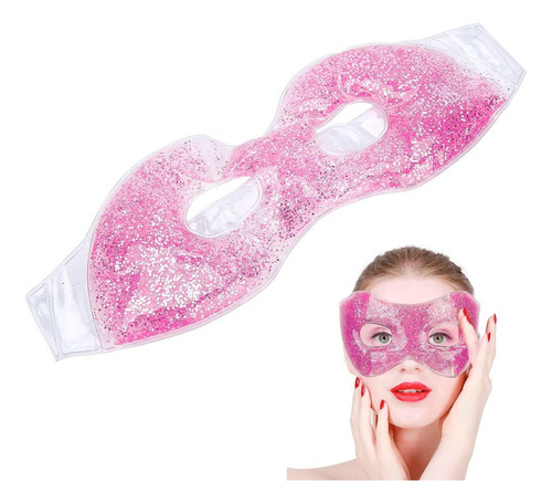 Antifaz De Gel Frio Dormir Glitter Relax Ojeras Ajustable