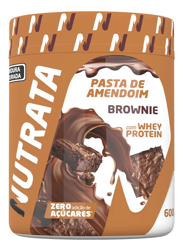 Pasta De Amendoim C/ Whey 600g - Nutrata Sabor Brownie