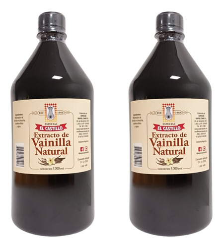 Esencia De Vainilla Natural 1 L X 2u - El Castillo