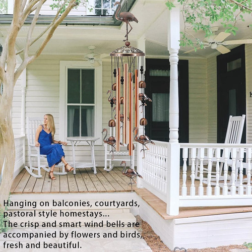 Wind Chimes Flamingo Con Gancho Colgante De Tubos De Metal