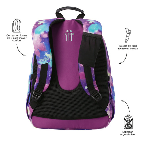 Totto Combo Mochila Y Lonchera - Set Kit Escolar Acuarela Mariposas Glitter