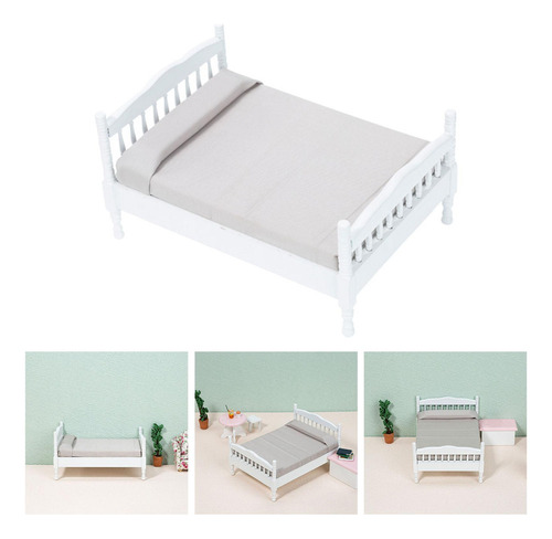Casa De Muñecas En Miniatura De Madera Cama Juego De