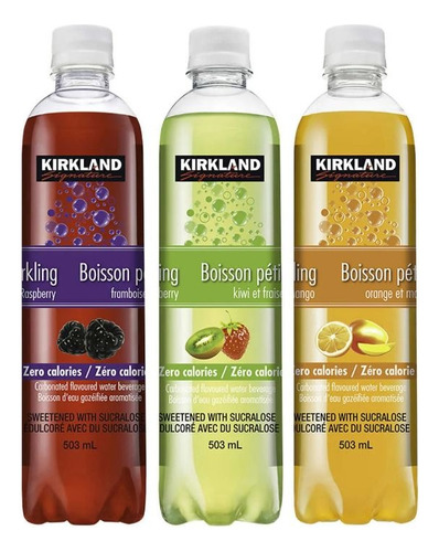 Agua Carbonatada Saborizada Kirkland Sparkling 24pz De 503ml