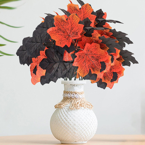 5 Uds. De Tallos Florales De Halloween, Hoja Ancha