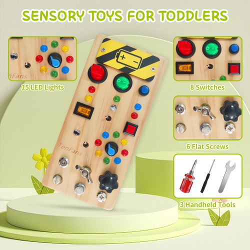 Tabla Montessori Busy Board De Madera Con Led Para Más De 3