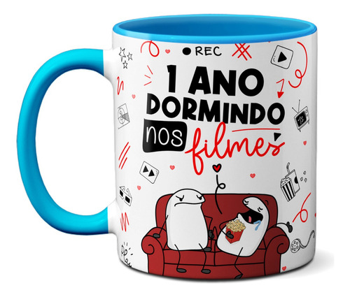 Caneca Flork Presente Namorados Há 1 Ano Dormindo Nos Filmes