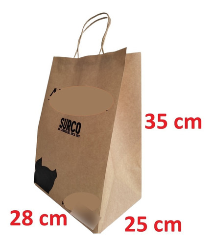 Bolsa Kraft Asa 115g 35cm X 28cm X 25cm Polleria Chifa