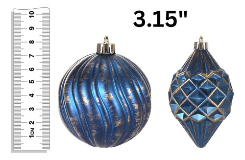 Decoración Para Bolas De Árbol De Navidad (azul Con Plata)