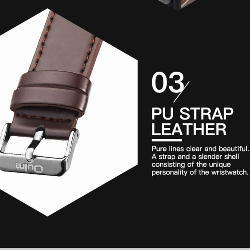 Reloj Impermeable De Cuero Oulm Two Time Zone
