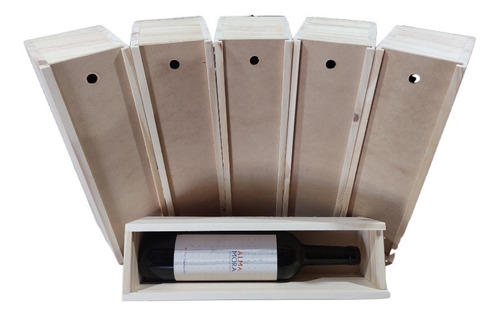 Imagen 5 de 5 de Caja De Madera Para Vinos Y Botellas Con Tapa Corrediza